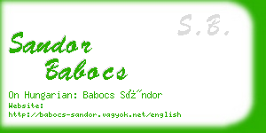 sandor babocs business card